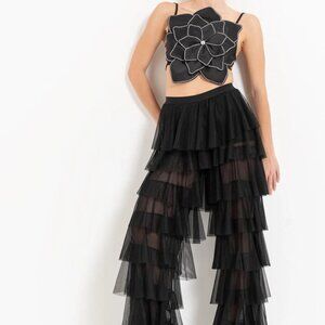 Kiki Riki Pants Layered Ruffled Tiered Tulle Size Small Black NWT